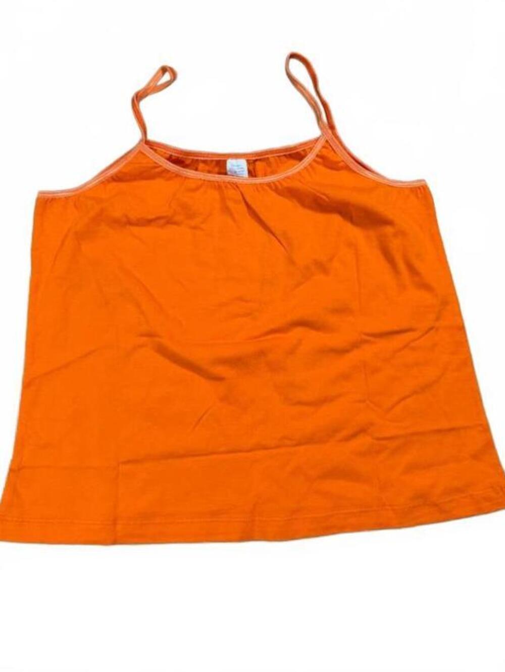 Deadstock Y2K Vintage Orange Cotton Spaghetti Strap Tank Size XL